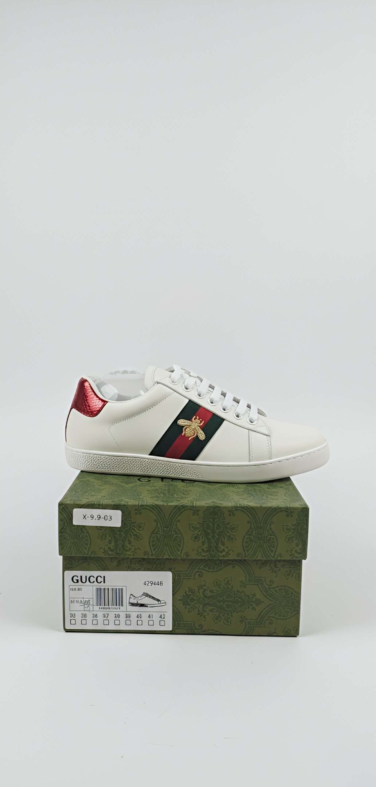 Gucci Ace Bee Embroidered Sneaker – White/Green Web