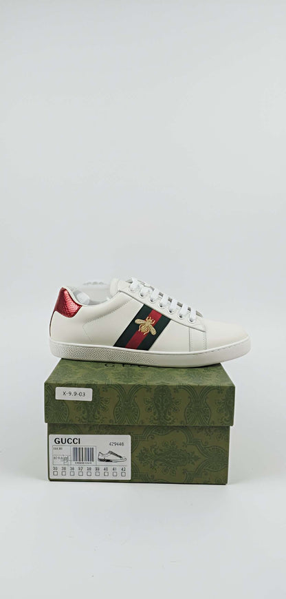 Gucci Ace Bee Embroidered Sneaker – White/Green Web